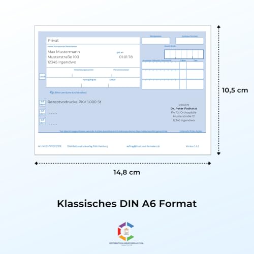 1.500 Stück Privatrezepte Blau DIN A6 – PKV Rezeptformular für Ärzte, Heilpraktiker & Praxen