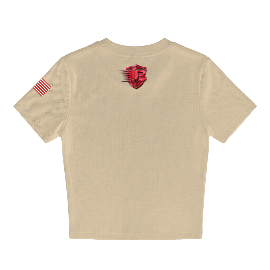 Ultimate Body Blueprint Women’s Red Logo Baby Doll Tee – Creamy Mustard