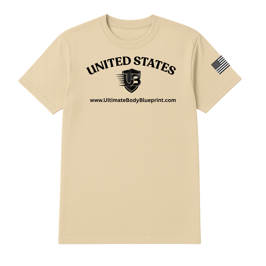 Ultimate Body Blueprint Black Logo Round Neck Tee – Creamy Mustard