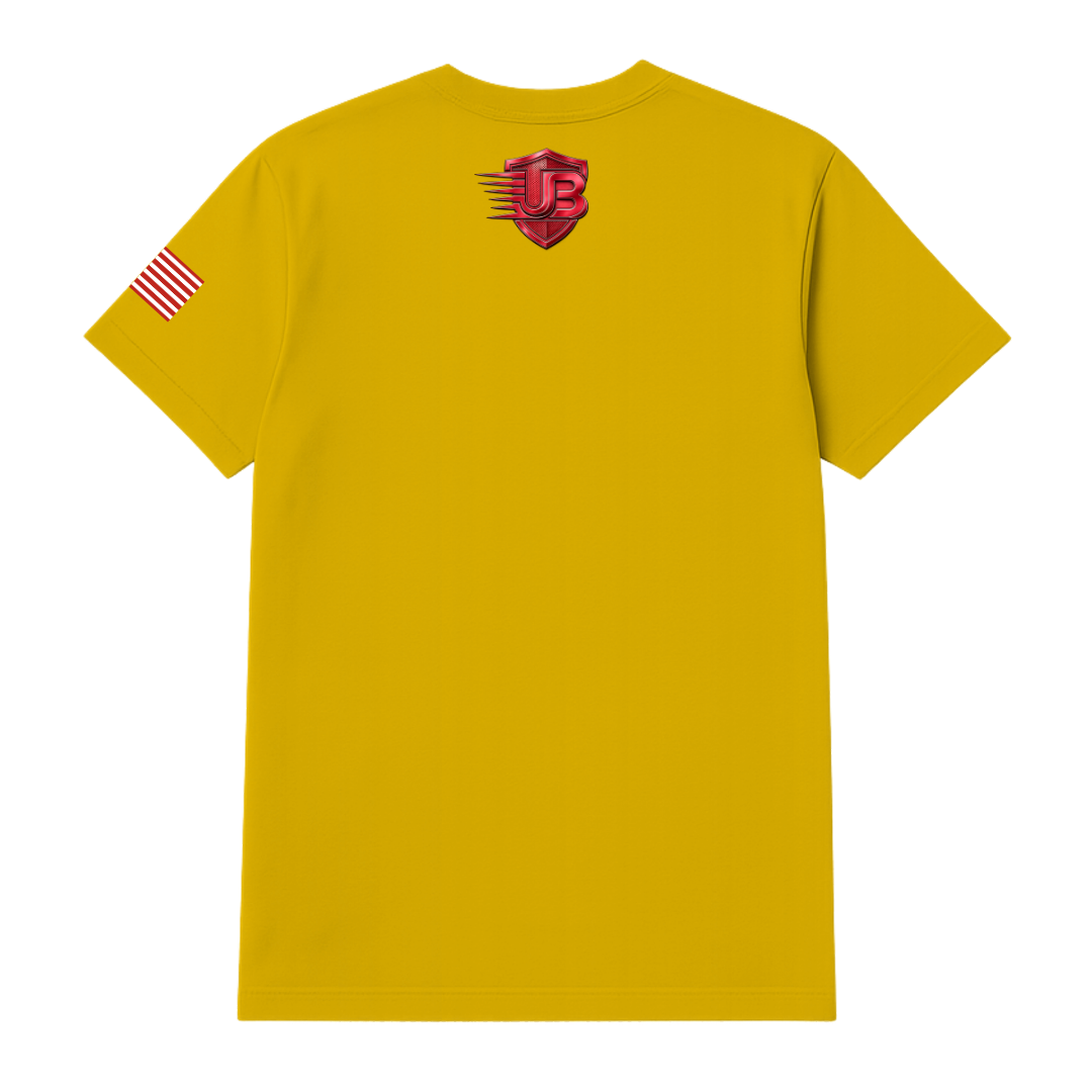 Ultimate Body Blueprint Red Logo Round Neck Tee – Yellow