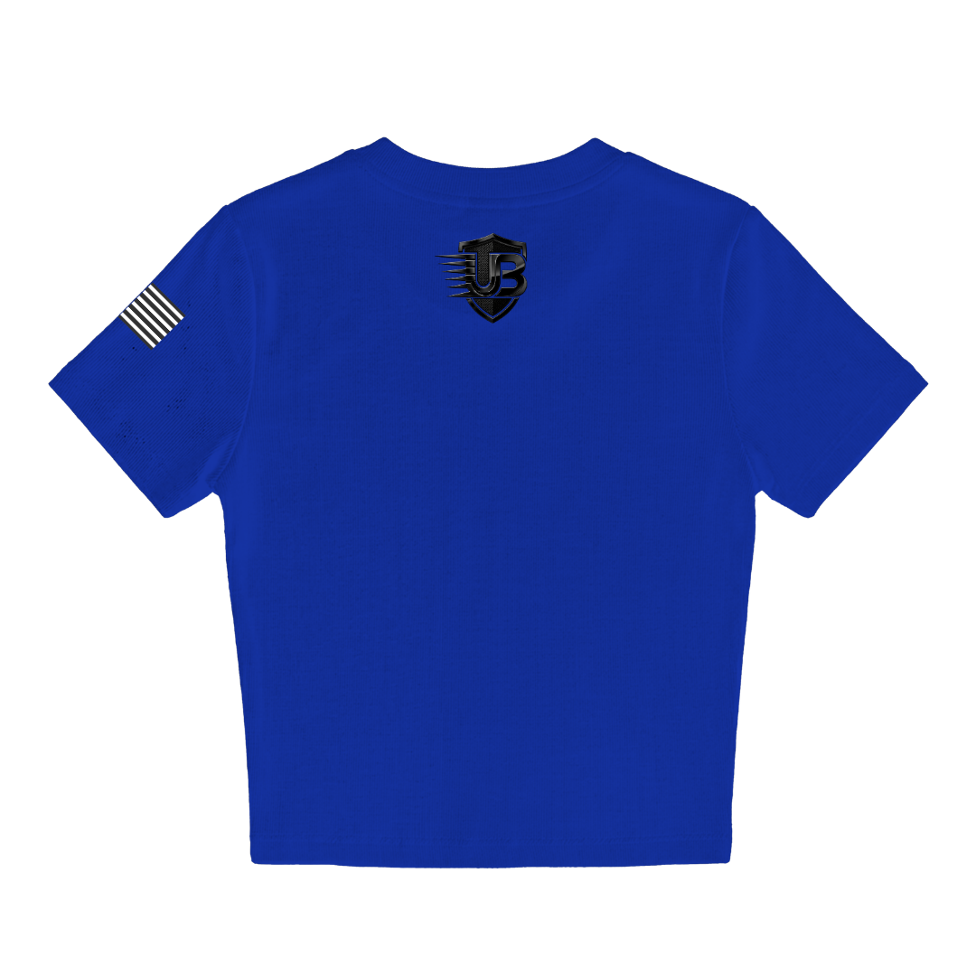 Ultimate Body Blueprint Women’s Black Logo Baby Doll Tee – Navy Blue
