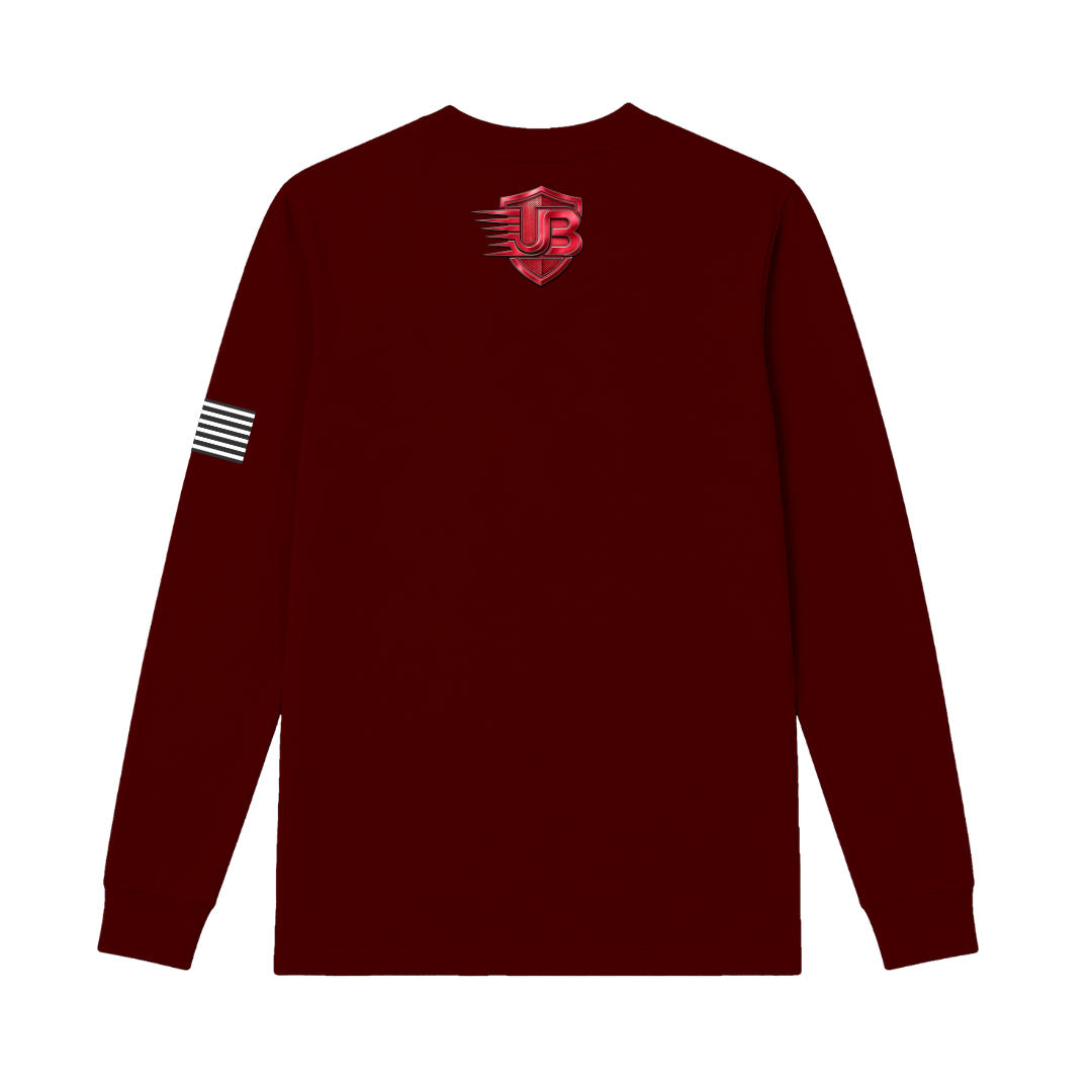 Ultimate Body Blueprint Red Logo Long Sleeve Tee – Maroon
