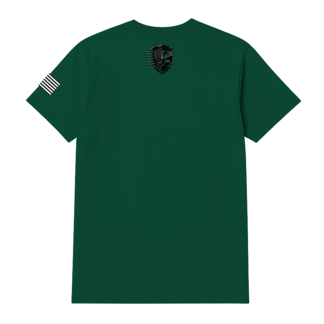 Ultimate Body Blueprint Black Logo Round Neck Tee – Dark Green