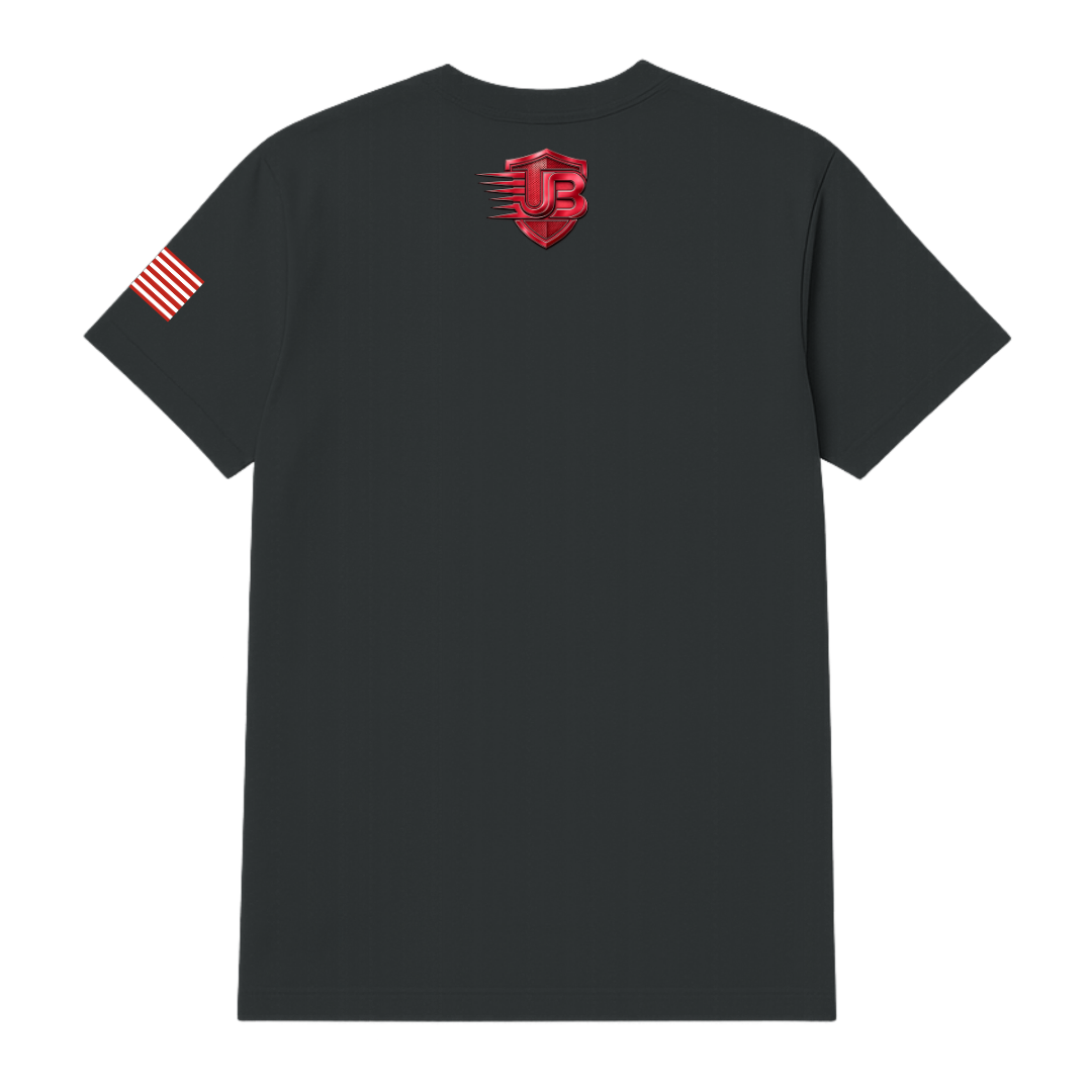 Ultimate Body Blueprint Red Logo Round Neck Tee – Charcoal Grey