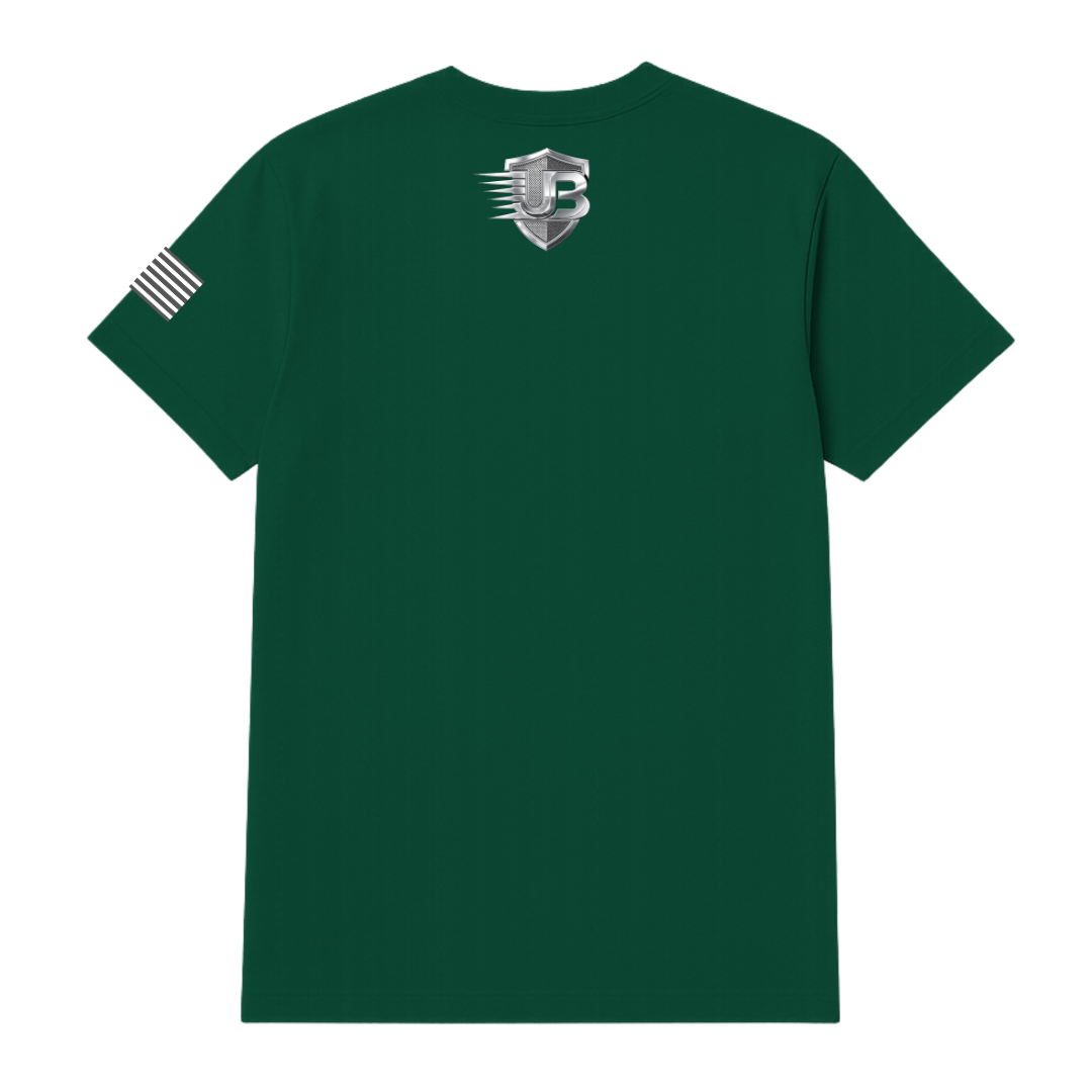 Ultimate Body Blueprint Silver Logo Round Neck Tee – Dark Green