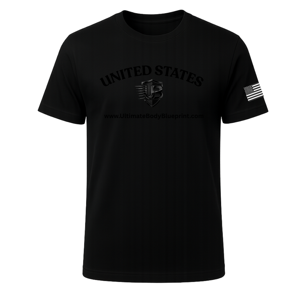 Ultimate Body Blueprint Black Logo Round Neck Tee – Black