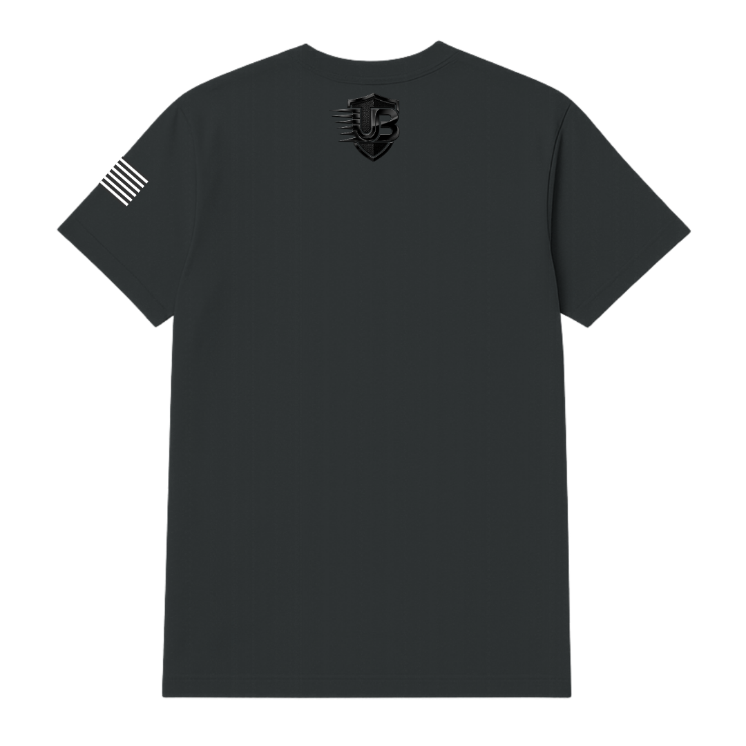 Ultimate Body Blueprint Black Logo Round Neck Tee – Charcoal Grey