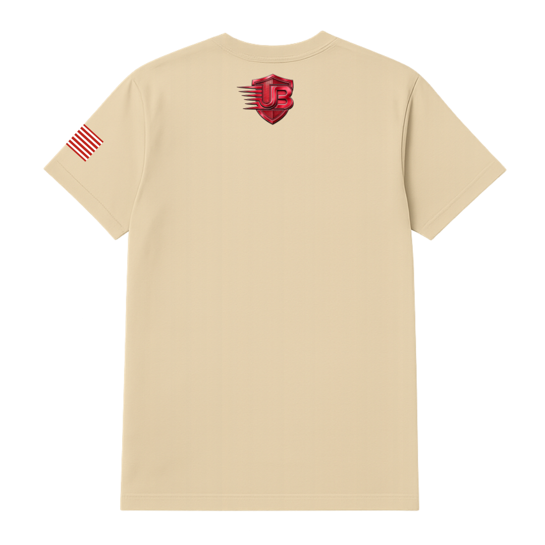 Ultimate Body Blueprint Red Logo Round Neck Tee – Creamy Mustard