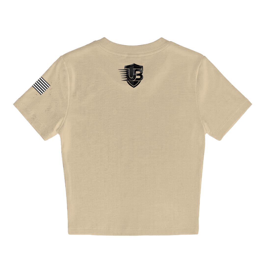 Ultimate Body Blueprint Women’s Black Logo Baby Doll Tee – Creamy Mustard