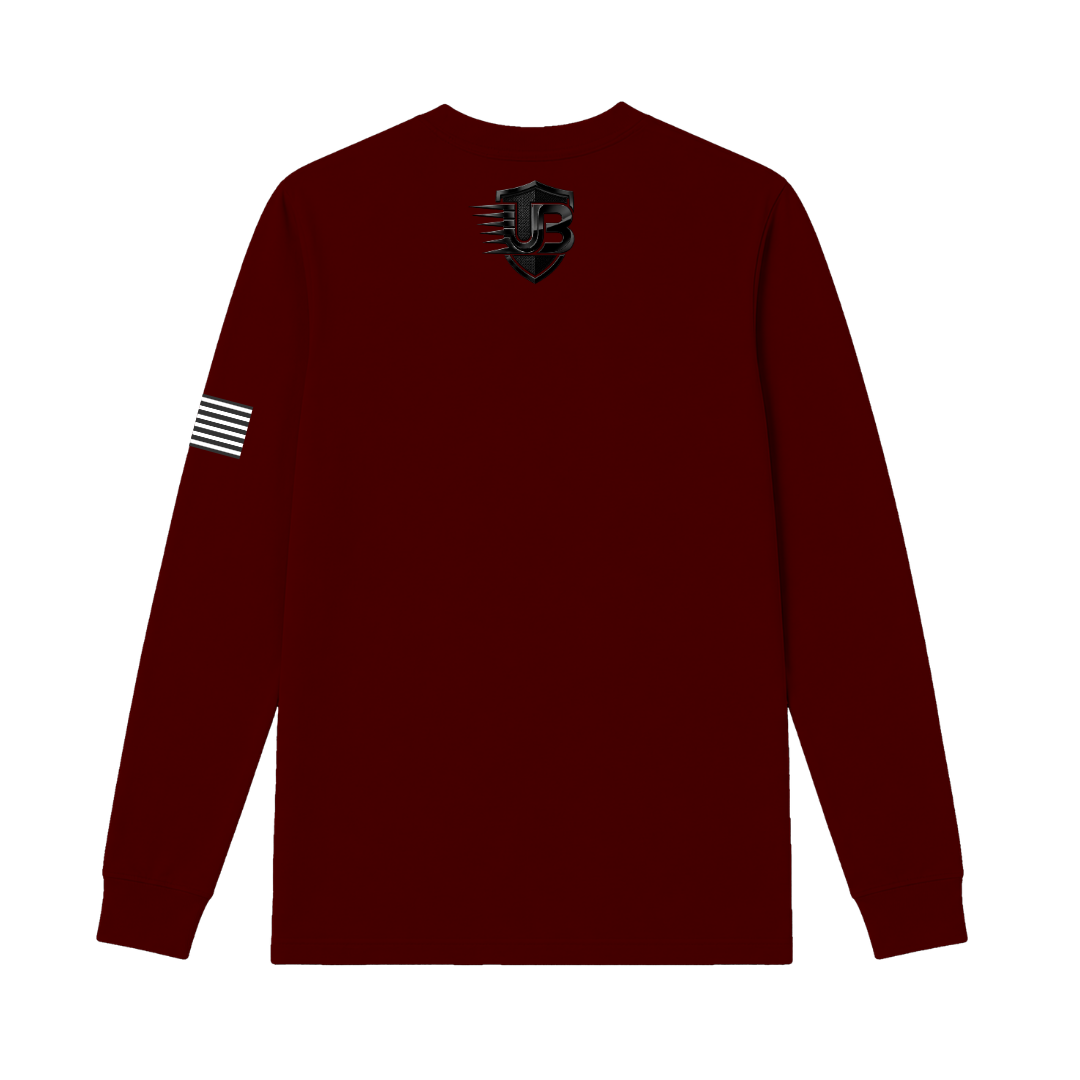 Ultimate Body Blueprint Black Logo Long Sleeve Tee – Maroon