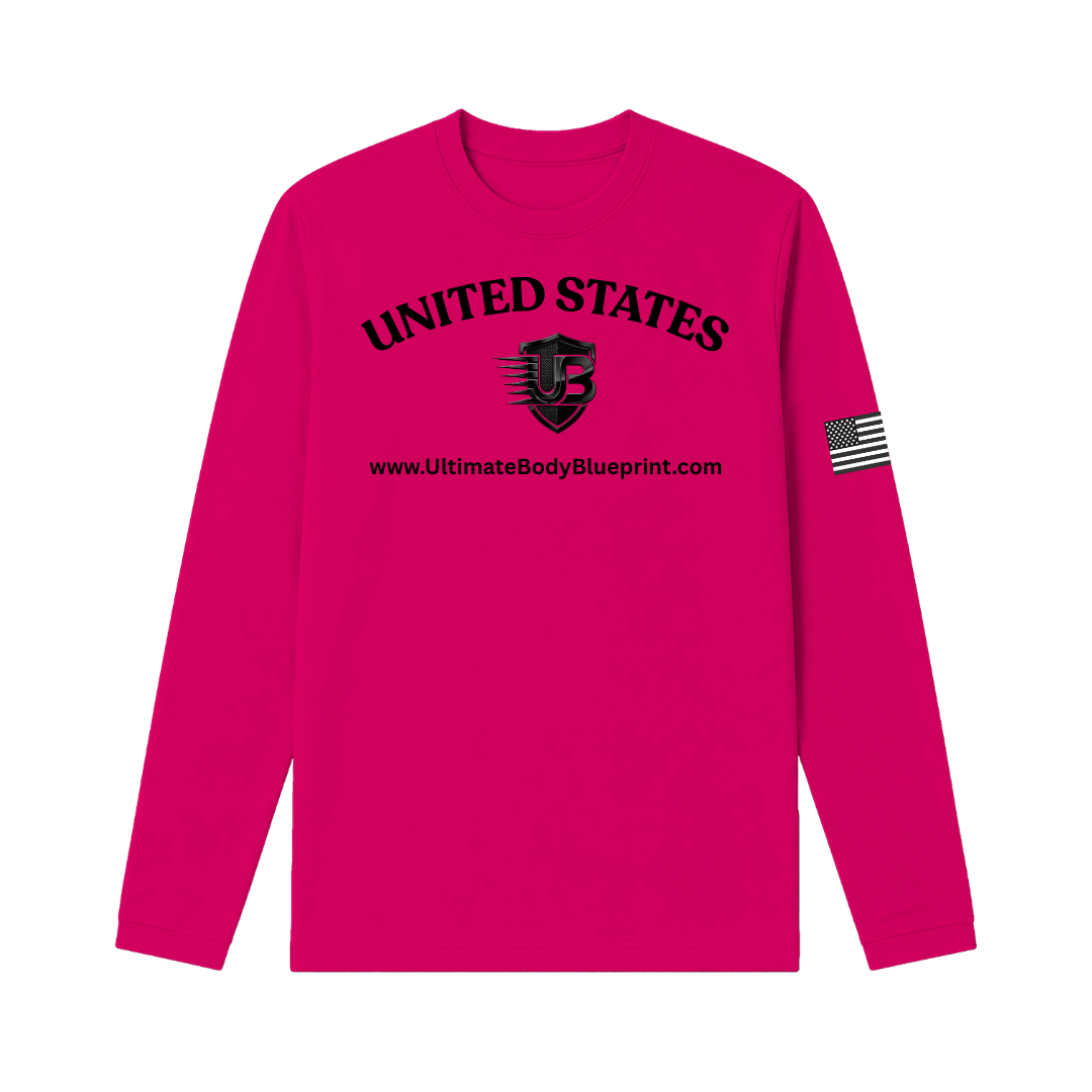 Ultimate Body Blueprint Black Logo Long Sleeve Tee – Shocking Pink