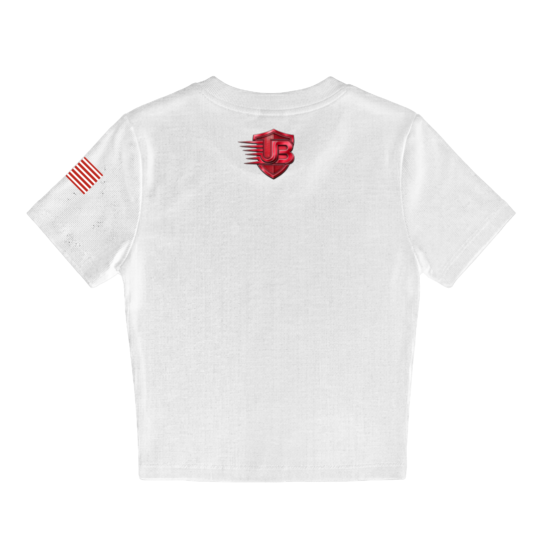 Ultimate Body Blueprint Women’s Red Logo Baby Doll Tee – White