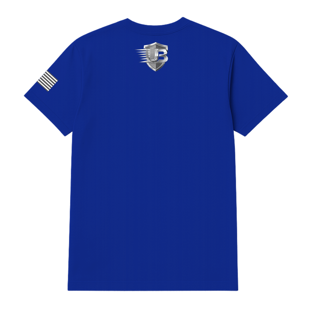 Ultimate Body Blueprint Silver Logo Round Neck Tee – Navy Blue