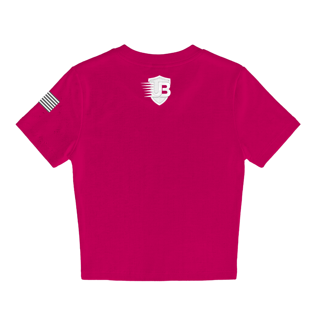 Ultimate Body Blueprint Women’s White Logo Baby Doll Tee – Shocking Pink
