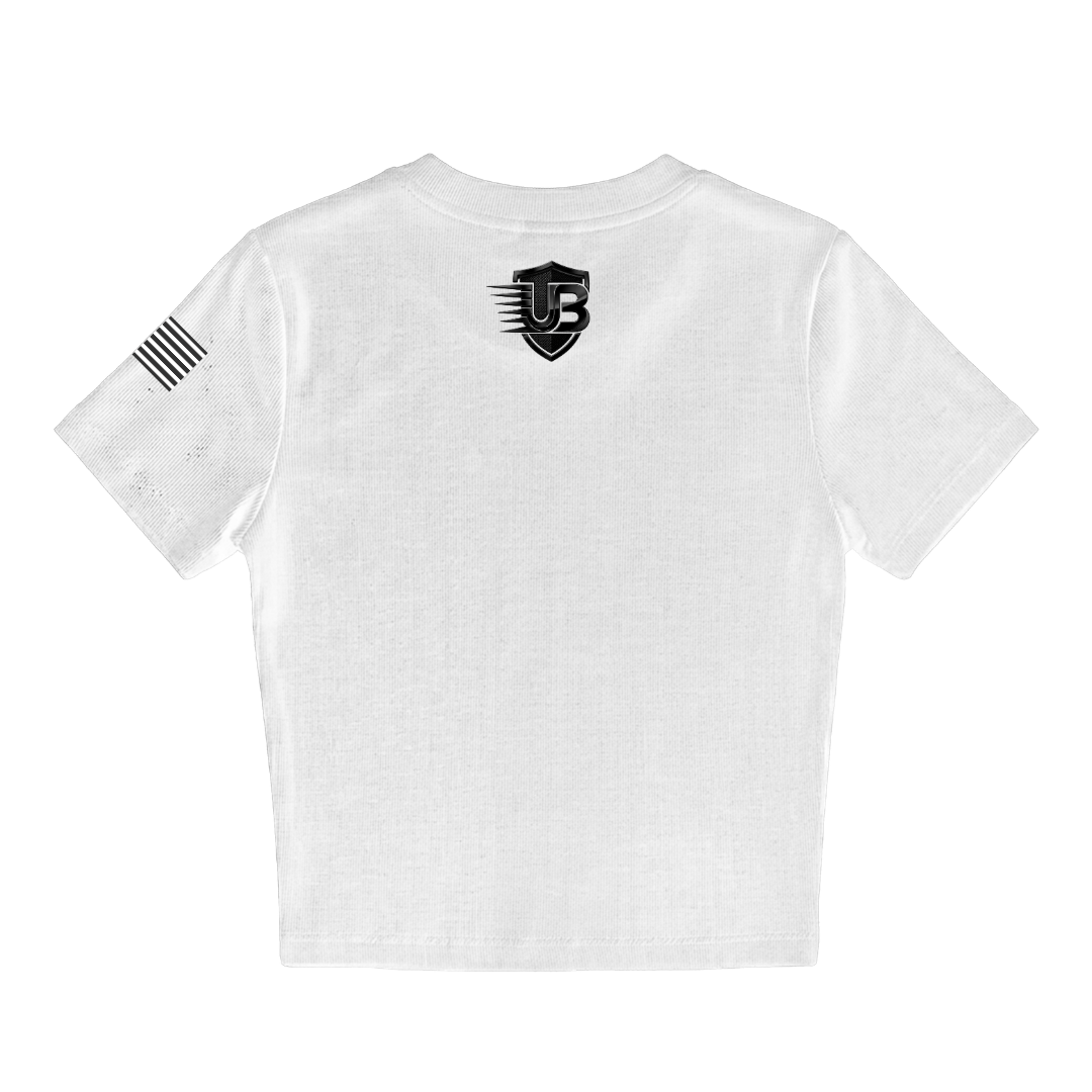 Ultimate Body Blueprint Women’s Black Logo Baby Doll Tee – White