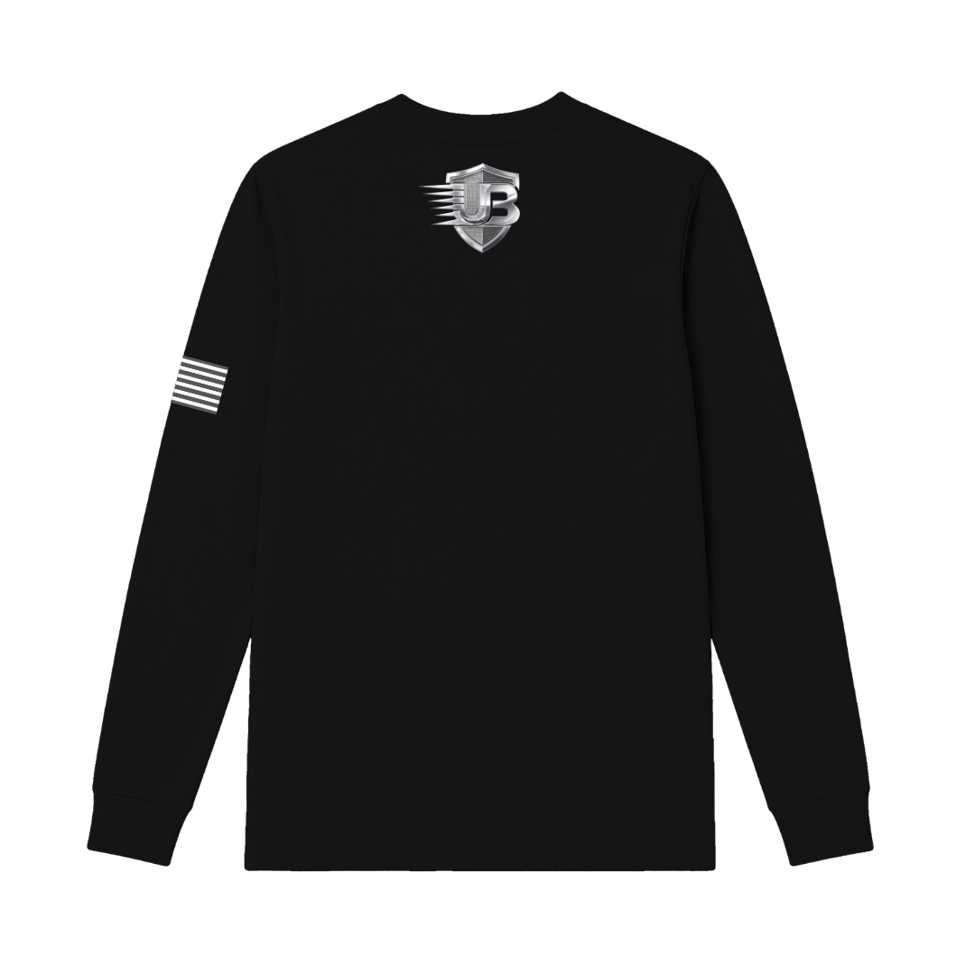 Ultimate Body Blueprint Silver Logo Long Sleeve Tee – Black