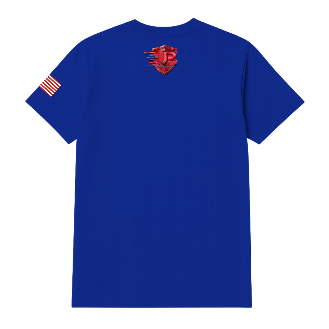 Ultimate Body Blueprint Red Logo Round Neck Tee – Navy Blue