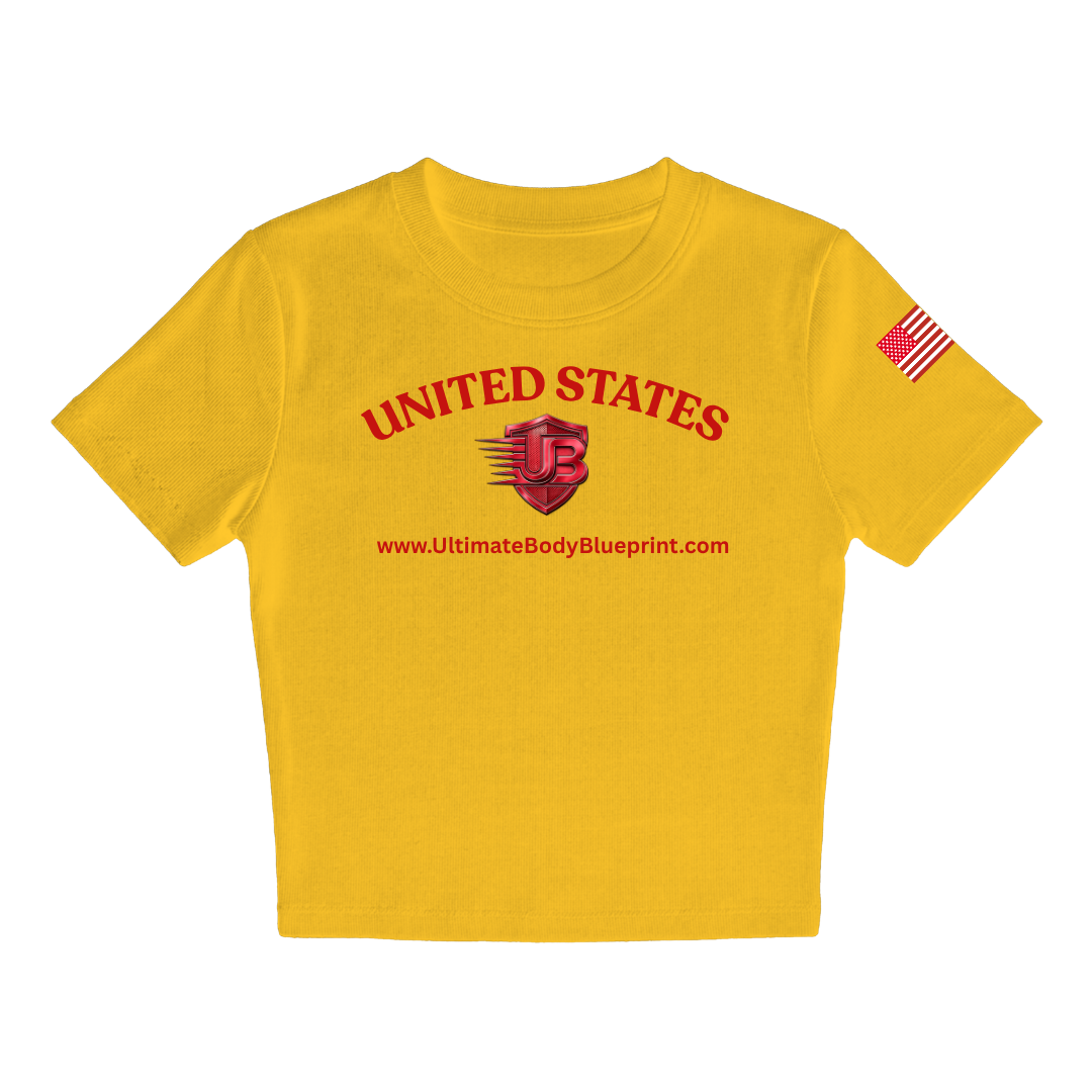 Ultimate Body Blueprint Women’s Red Logo Baby Doll Tee – Yellow