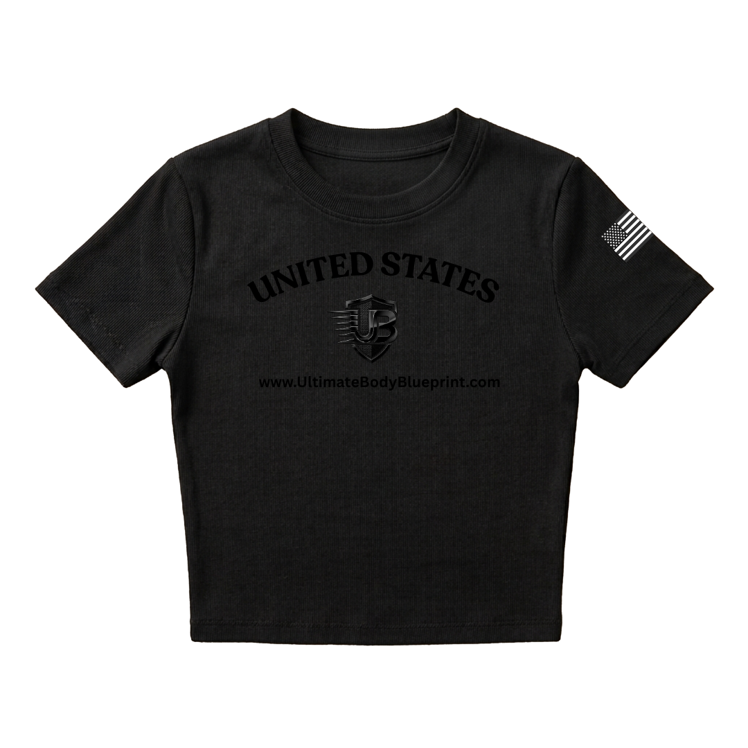 Ultimate Body Blueprint Women’s Black Logo Baby Doll Tee – Black