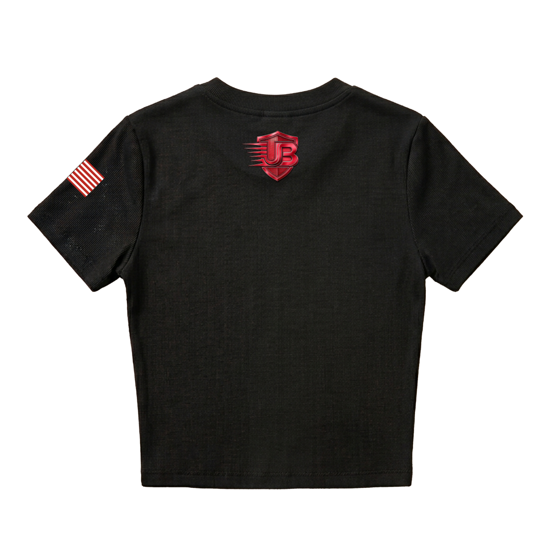 Ultimate Body Blueprint Women’s Red Logo Baby Doll Tee – Black