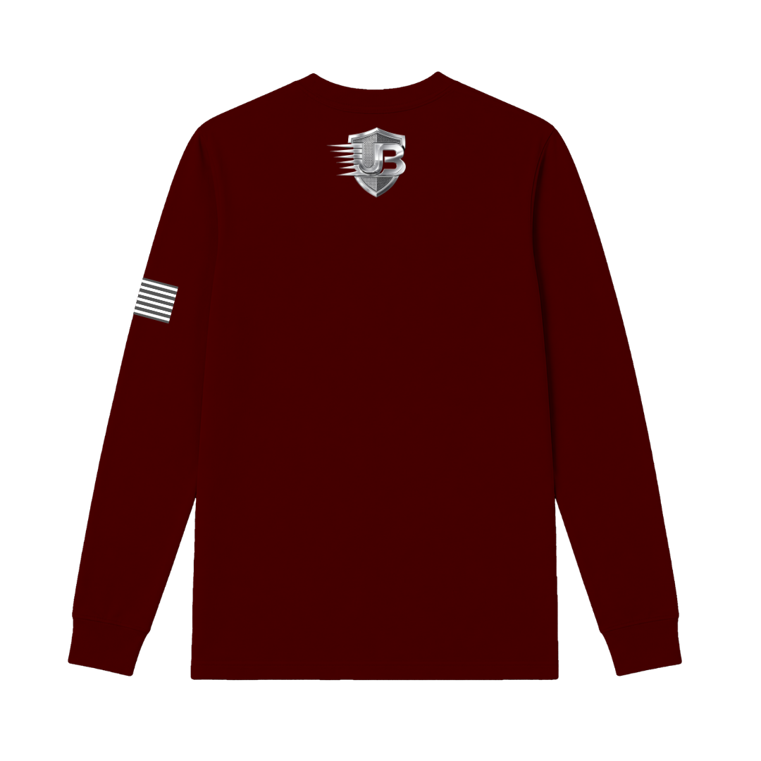 Ultimate Body Blueprint Silver Logo Long Sleeve Tee – Maroon