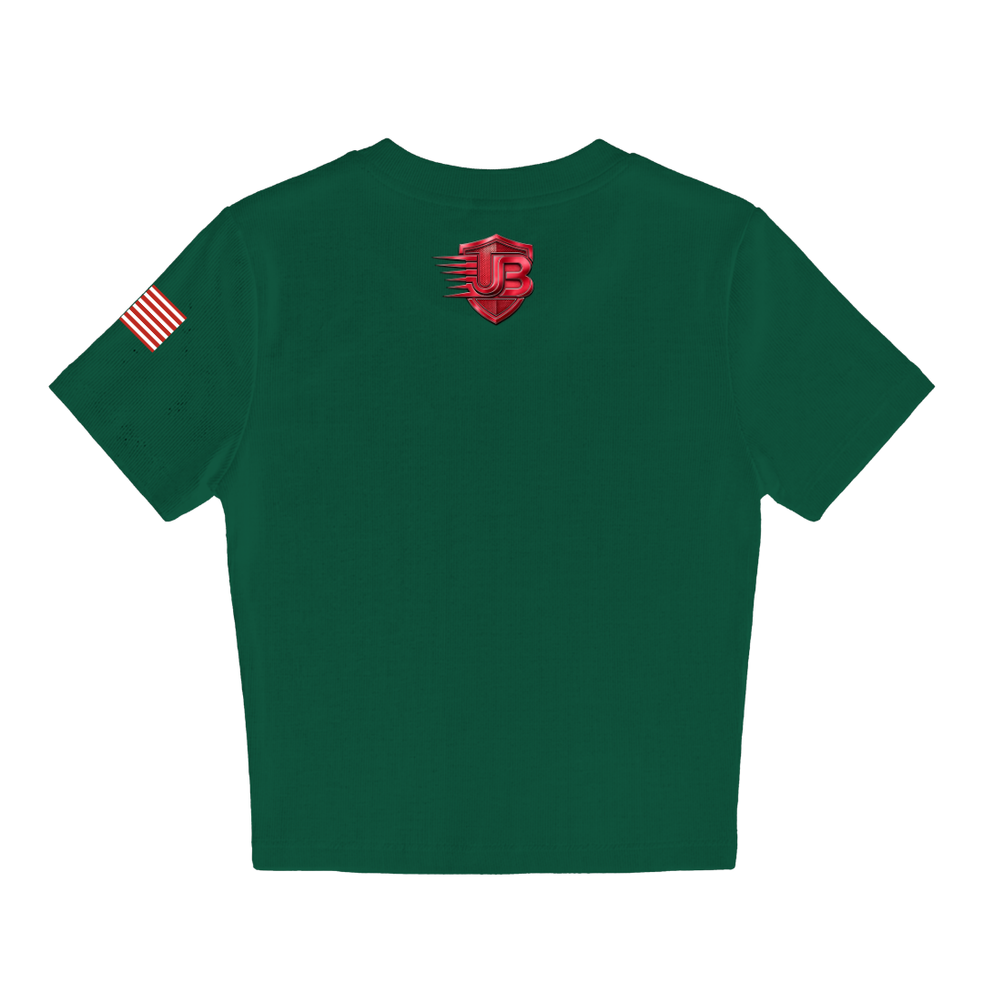 Ultimate Body Blueprint Women’s Red Logo Baby Doll Tee – Dark Green
