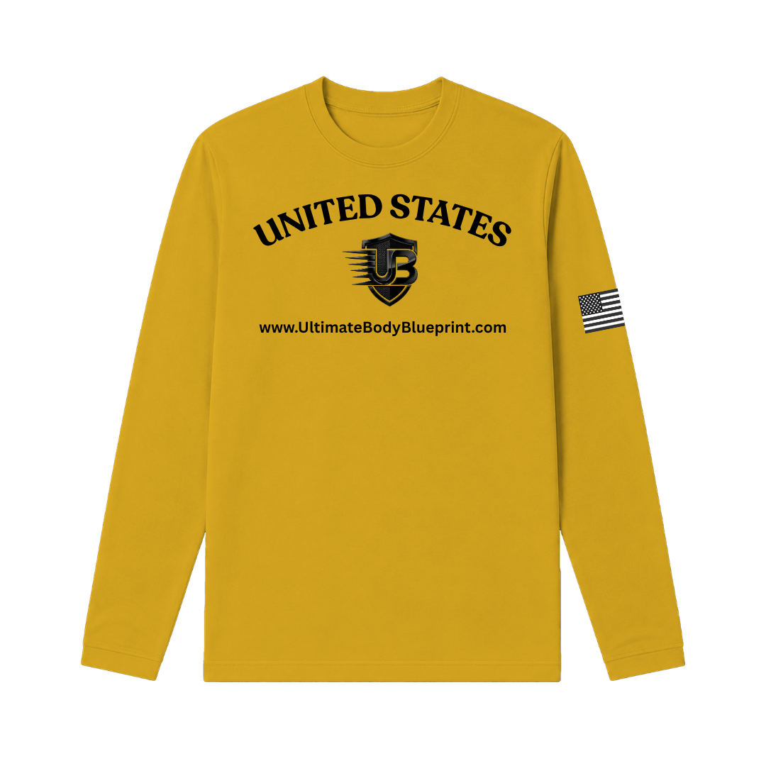 Ultimate Body Blueprint Black Logo Long Sleeve Tee – Yellow