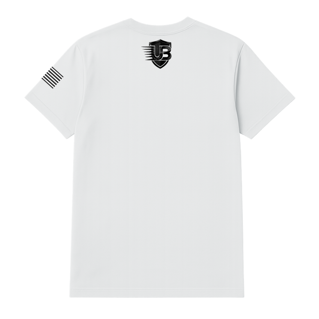 Ultimate Body Blueprint Black Logo Round Neck Tee – White