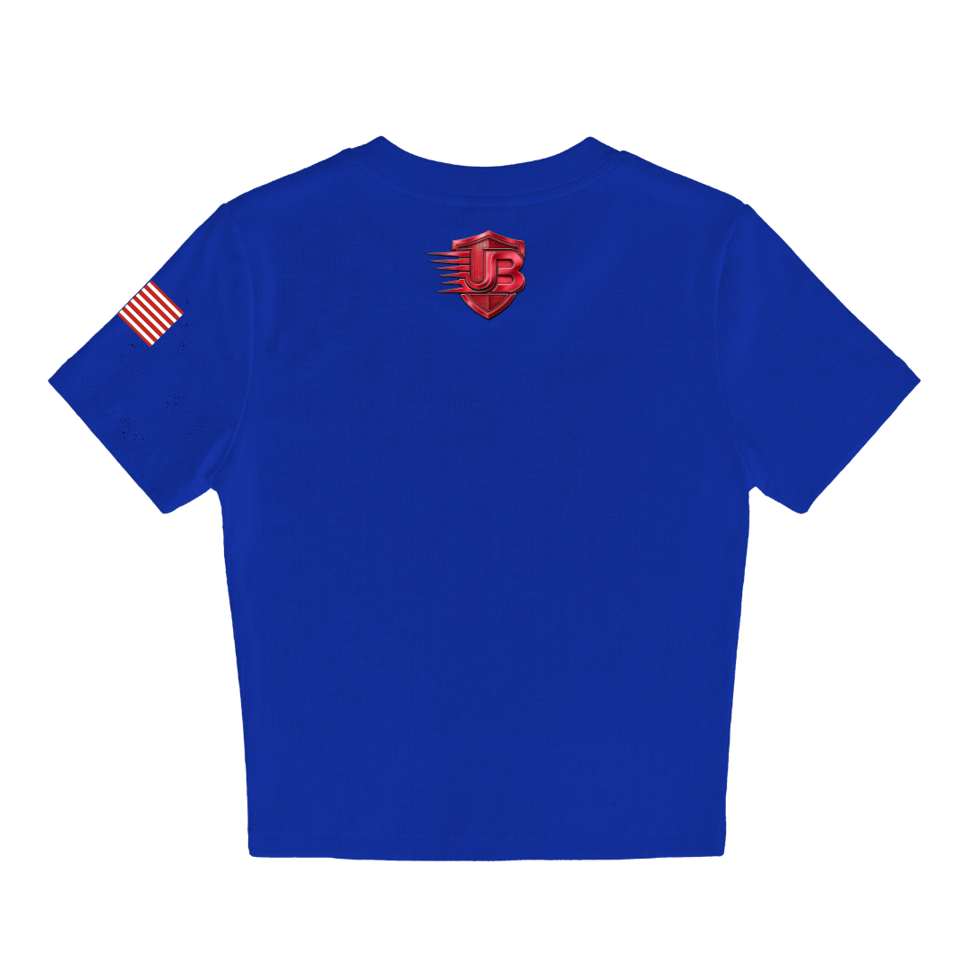 Ultimate Body Blueprint Women’s Red Logo Baby Doll Tee – Navy Blue