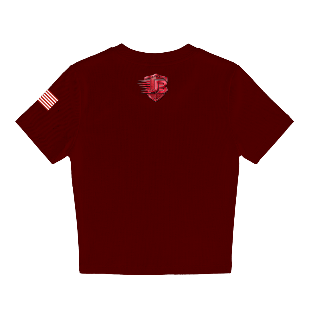 Ultimate Body Blueprint Women’s Red Logo Baby Doll Tee – Maroon