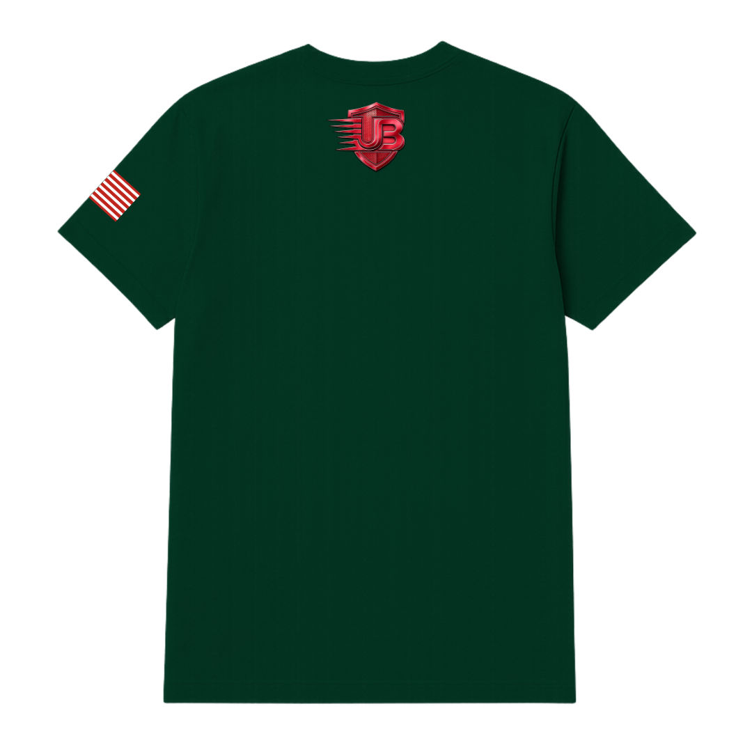 Ultimate Body Blueprint Red Logo Round Neck Tee – Dark Green