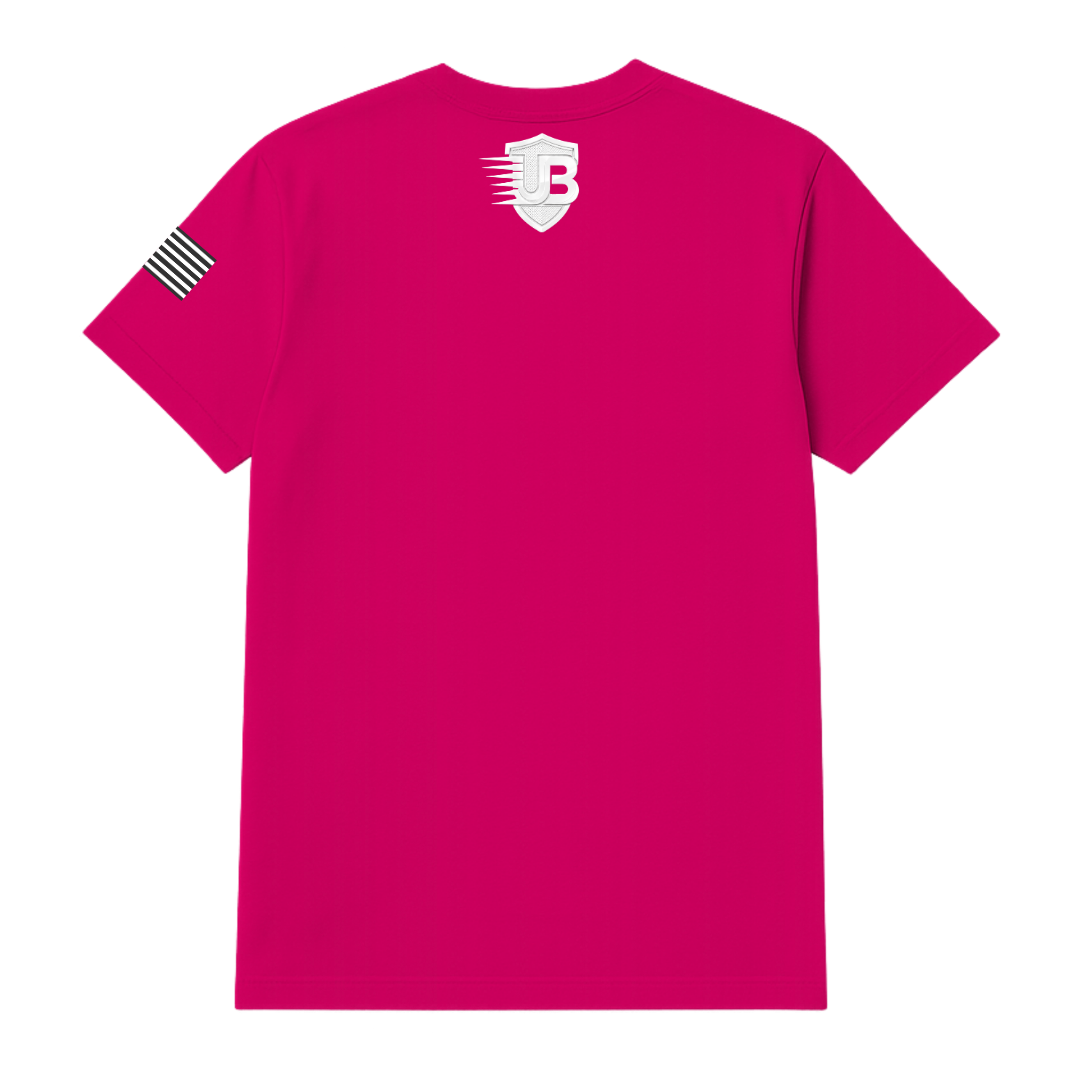 Ultimate Body Blueprint White Logo Round Neck Tee – Shocking Pink