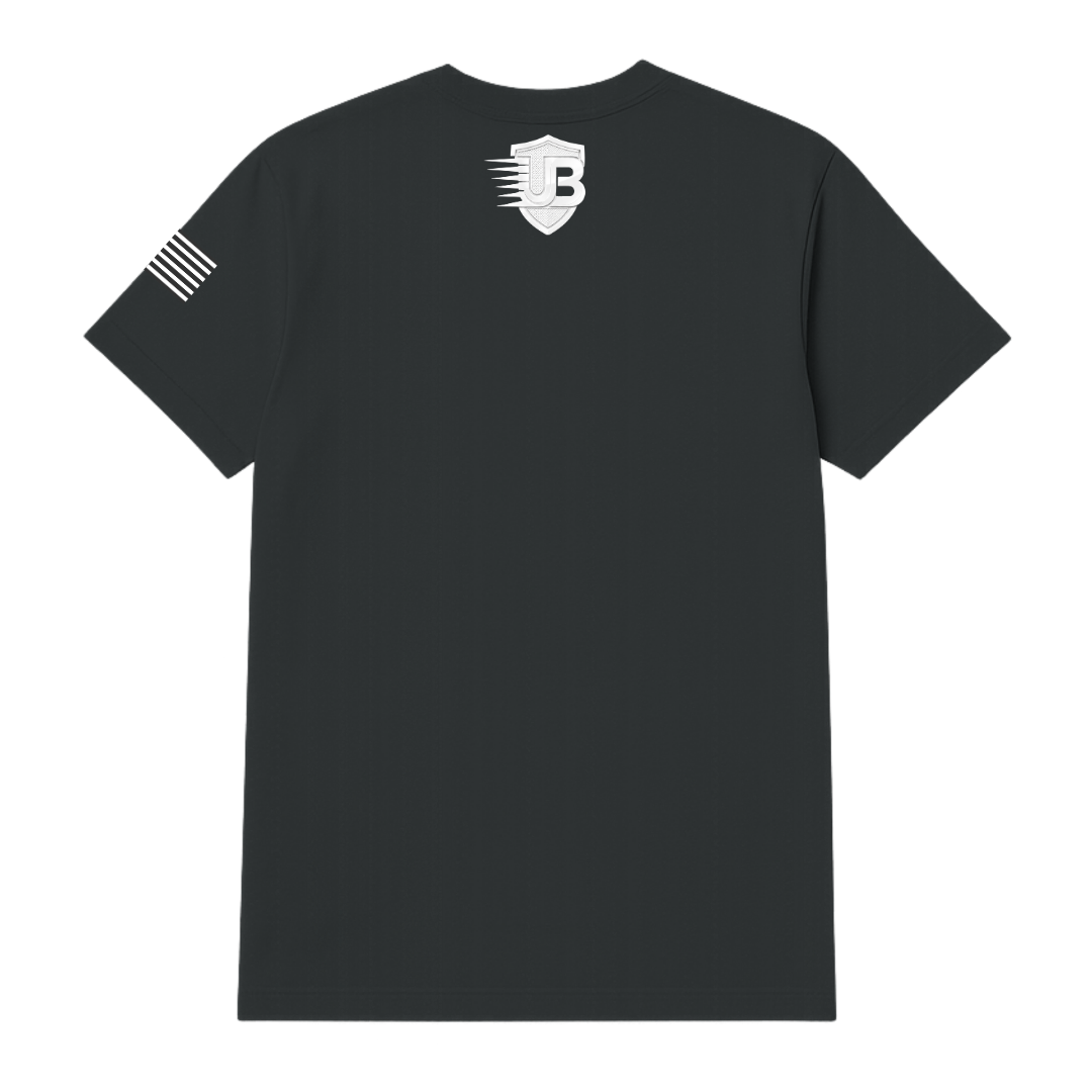 Ultimate Body Blueprint White Logo Round Neck Tee – Charcoal Grey