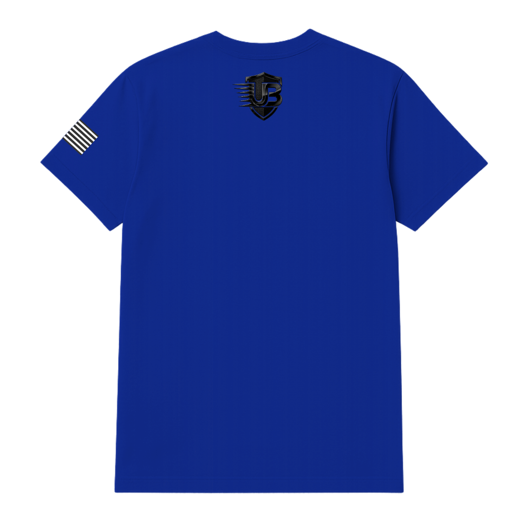 Ultimate Body Blueprint Black Logo Round Neck Tee – Navy Blue