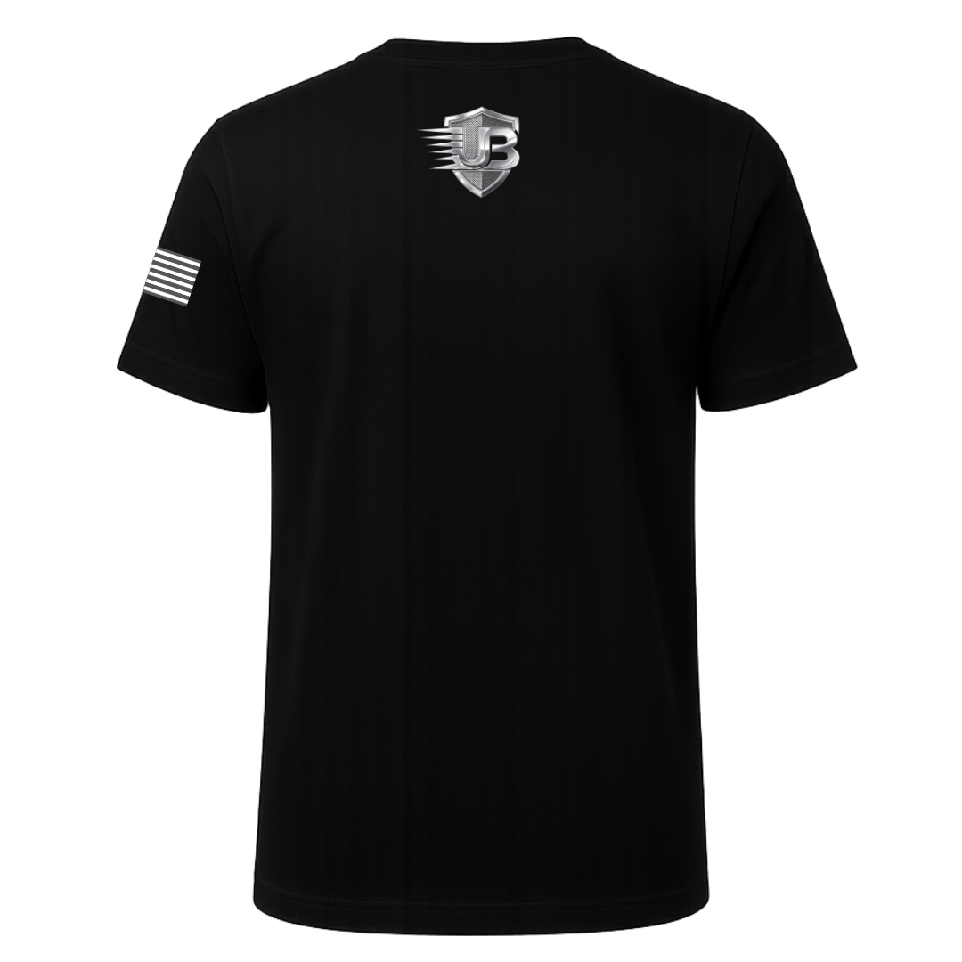 Ultimate Body Blueprint Silver Logo Round Neck Tee – Black