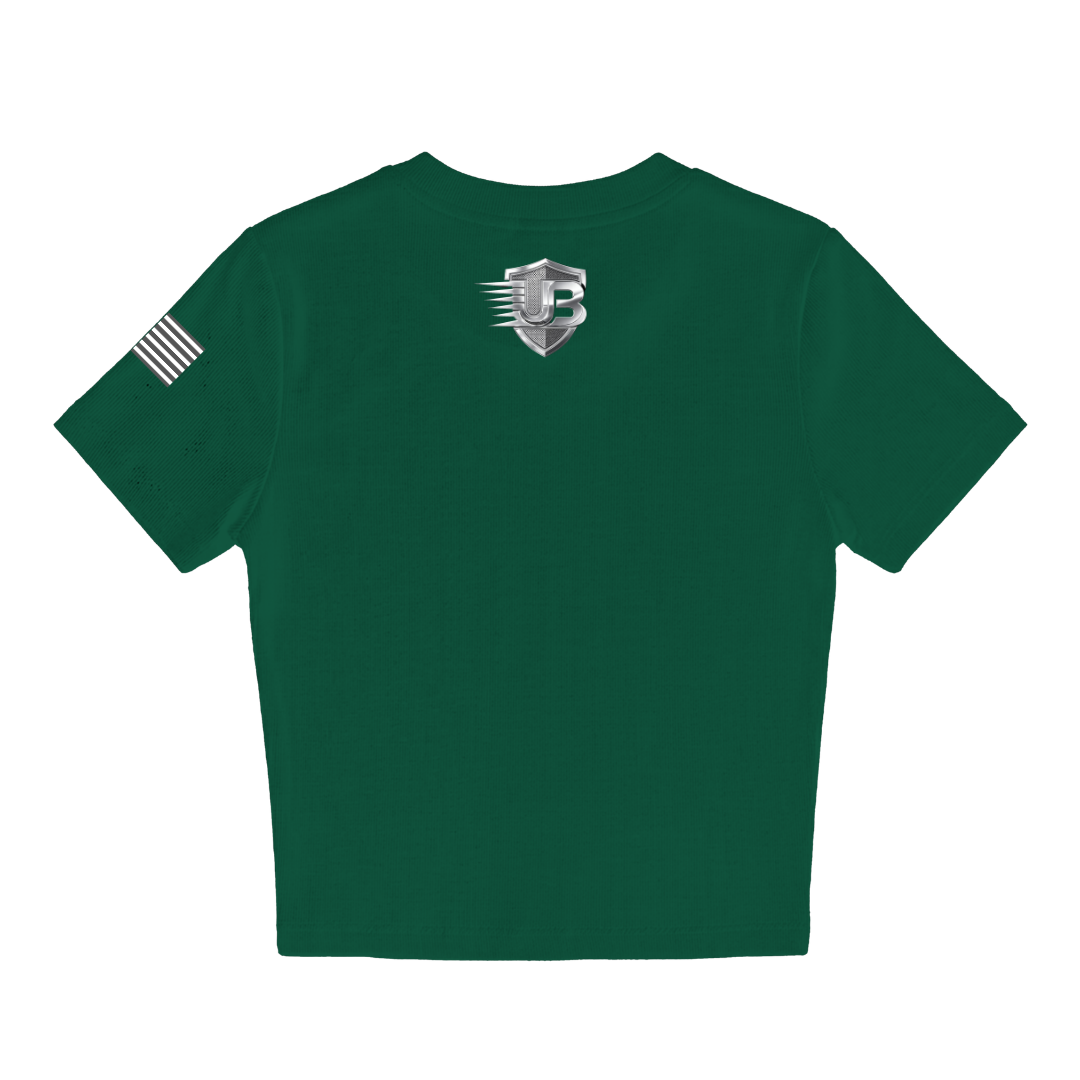 Ultimate Body Blueprint Women’s Silver Logo Baby Doll Tee – Dark Green