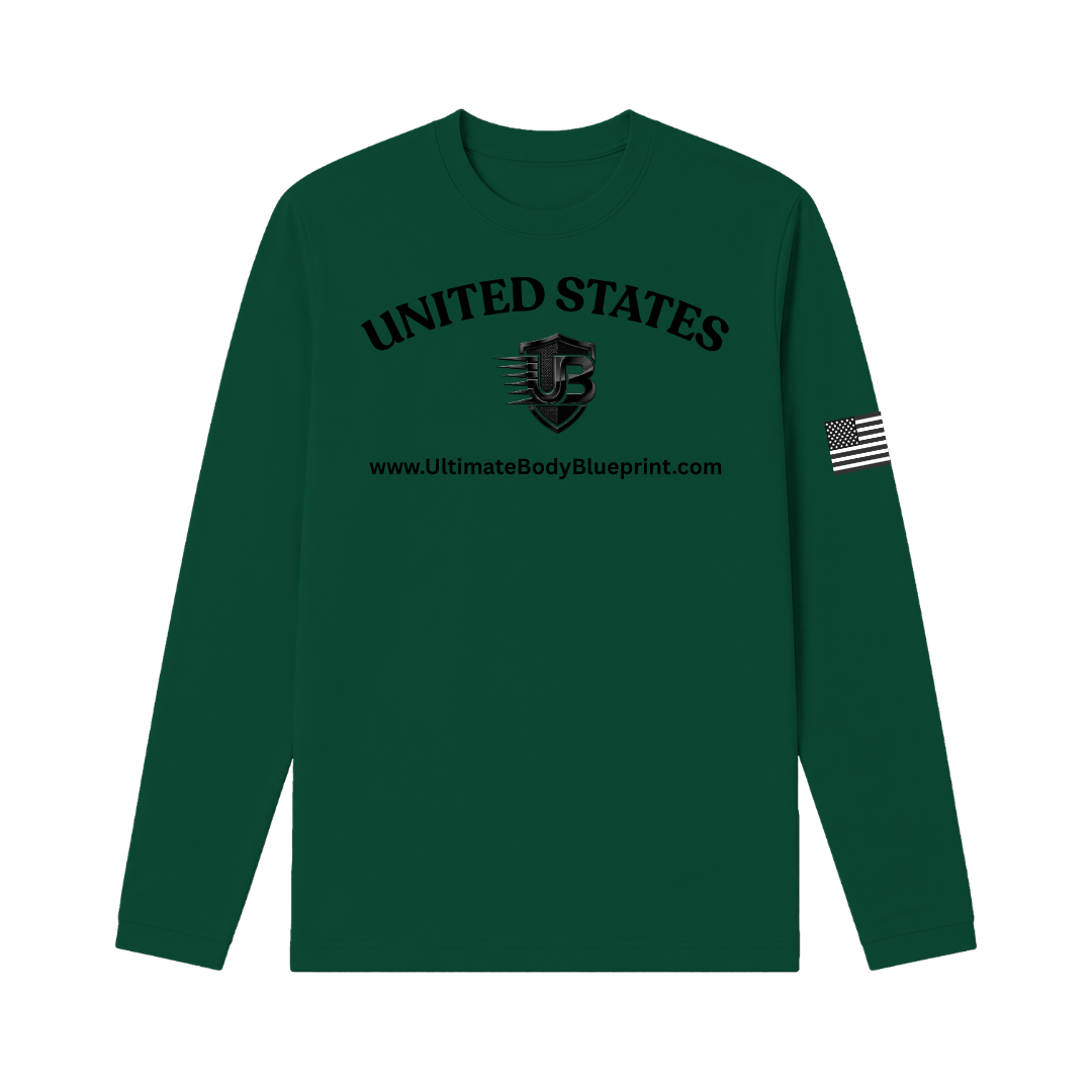 Ultimate Body Blueprint Black Logo Long Sleeve Tee – Dark Green