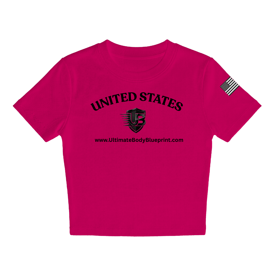 Ultimate Body Blueprint Women’s Black Logo Baby Doll Tee – Shocking Pink