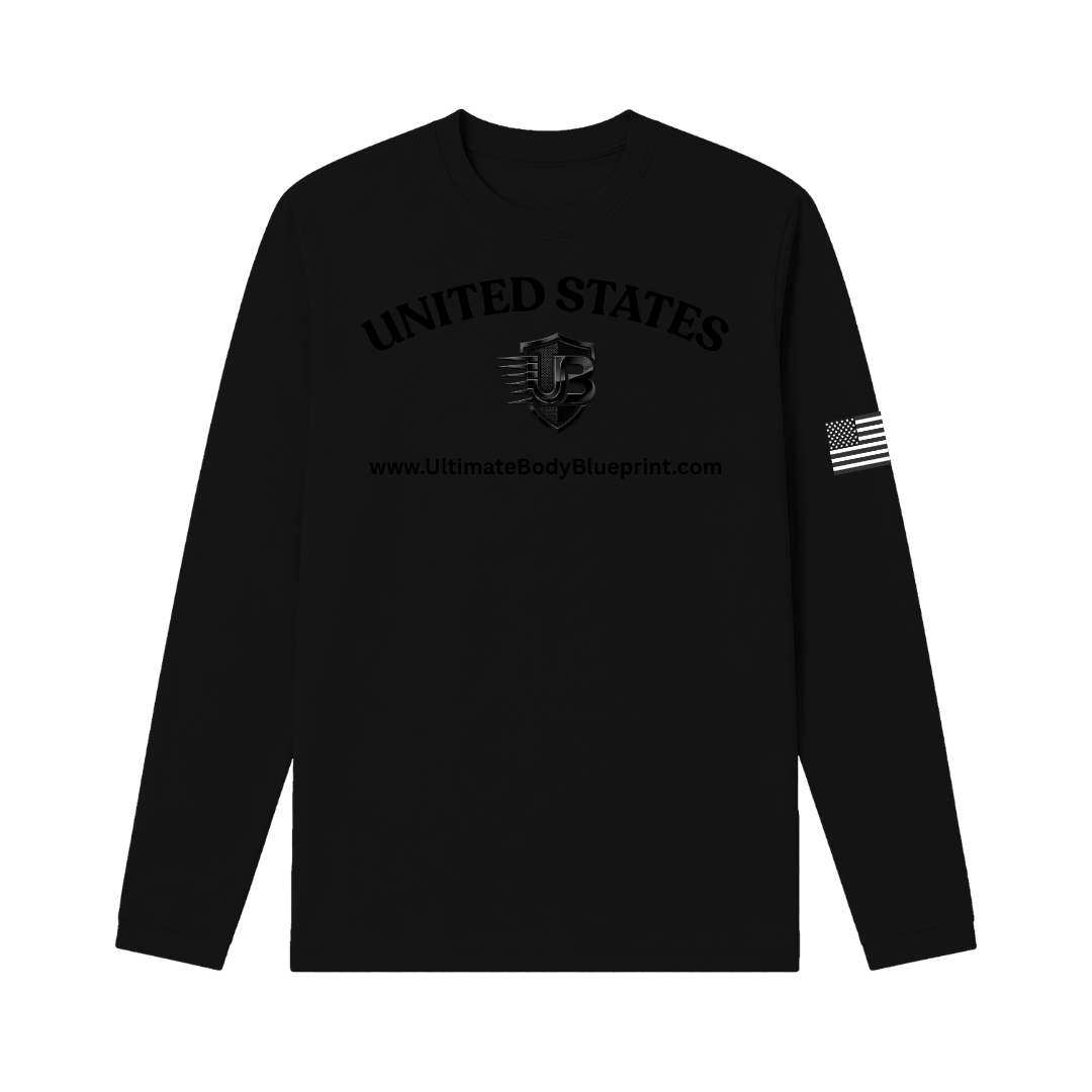 Ultimate Body Blueprint Black Logo Long Sleeve Tee – Black