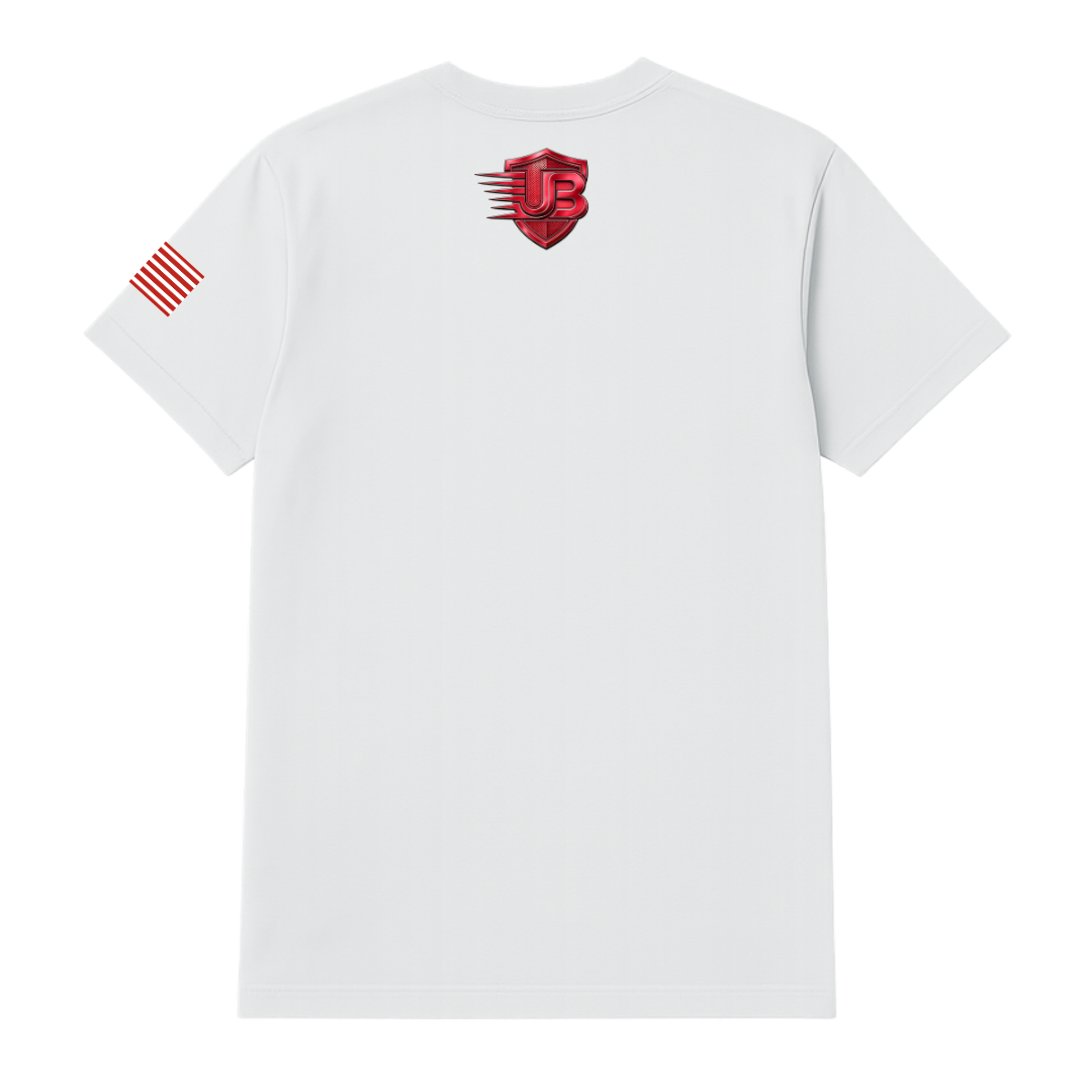 Ultimate Body Blueprint Red Logo Round Neck Tee – White