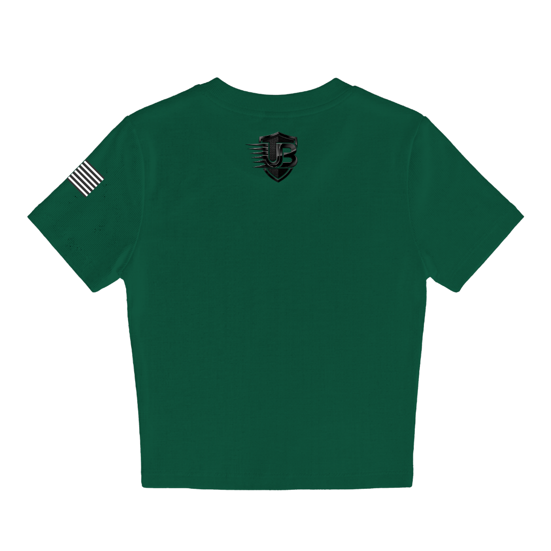Ultimate Body Blueprint Women’s Black Logo Baby Doll Tee – Dark Green