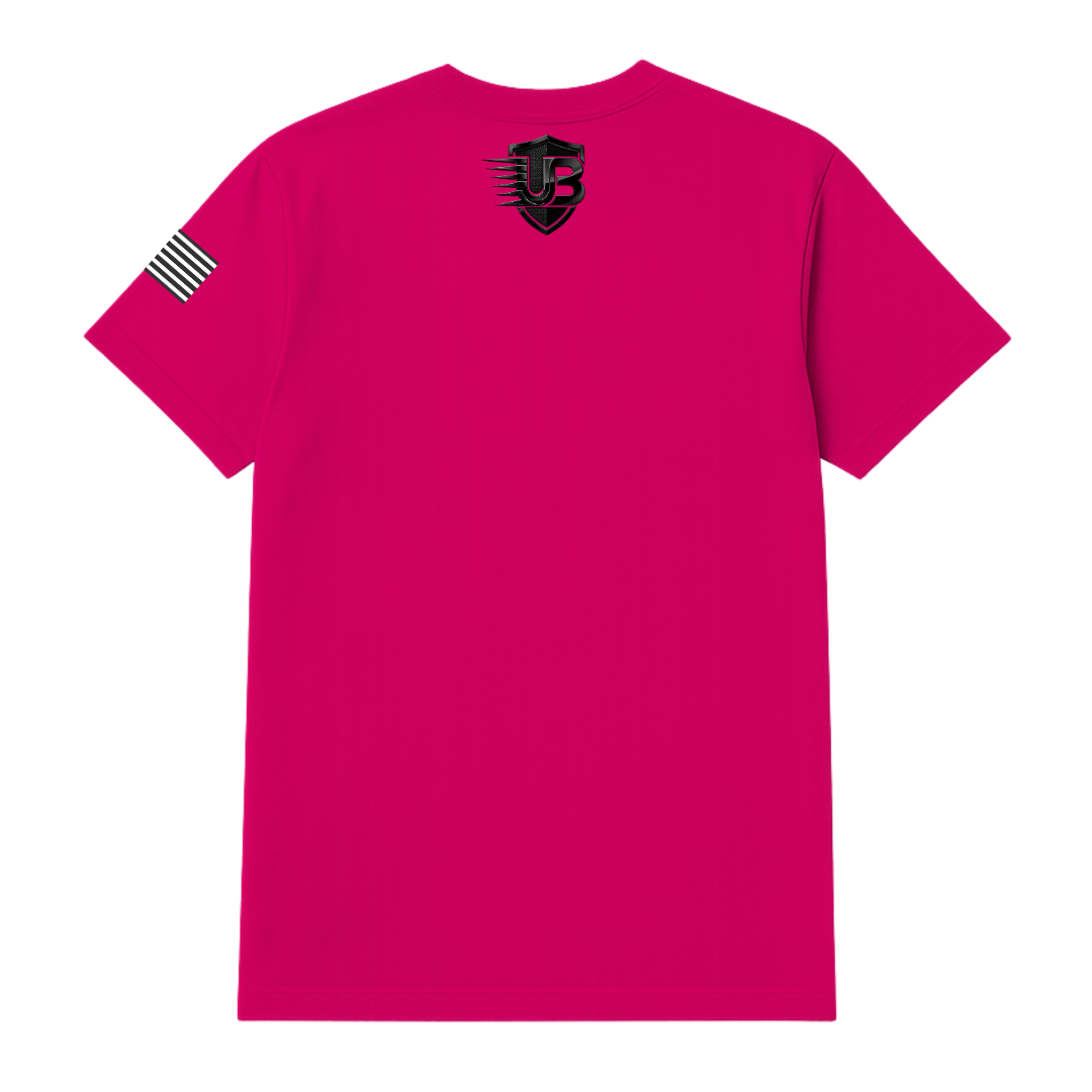Ultimate Body Blueprint Black Logo Round Neck Tee – Shocking Pink