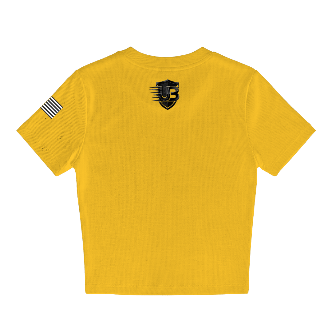 Ultimate Body Blueprint Women’s Black Logo Baby Doll Tee – Yellow