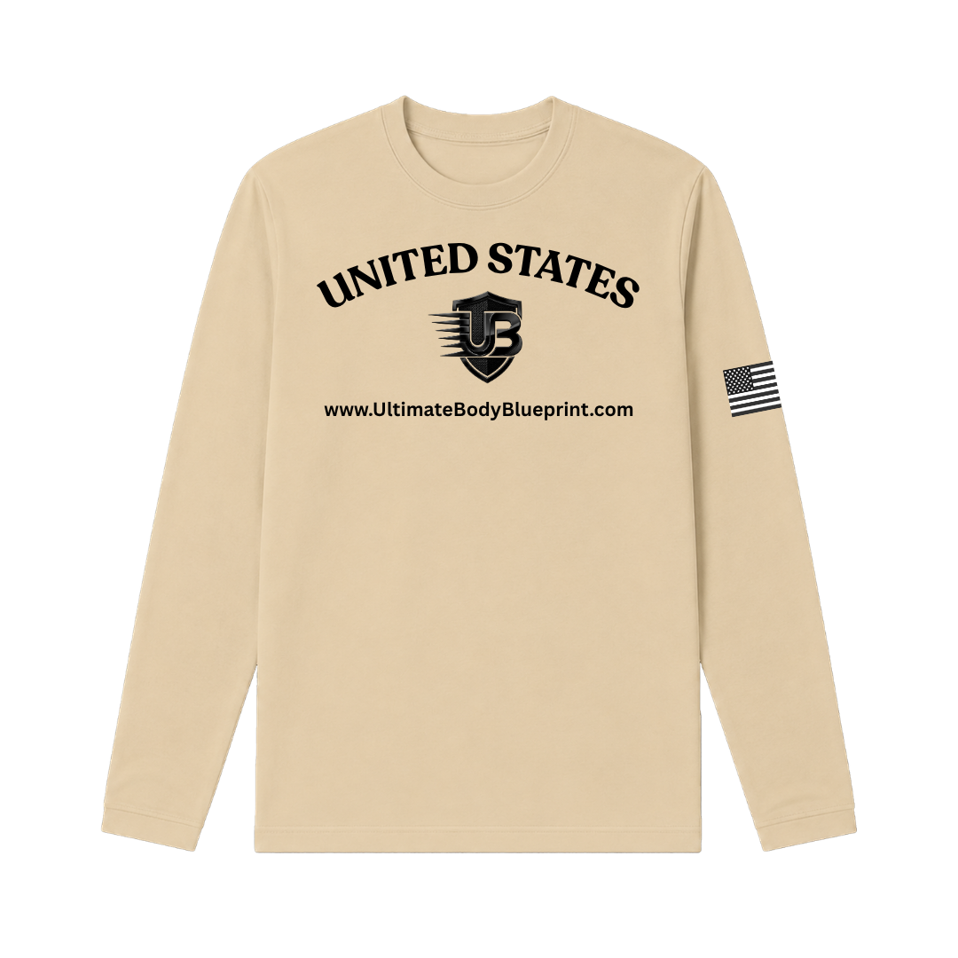 Ultimate Body Blueprint Black Logo Long Sleeve Tee – Creamy Mustard