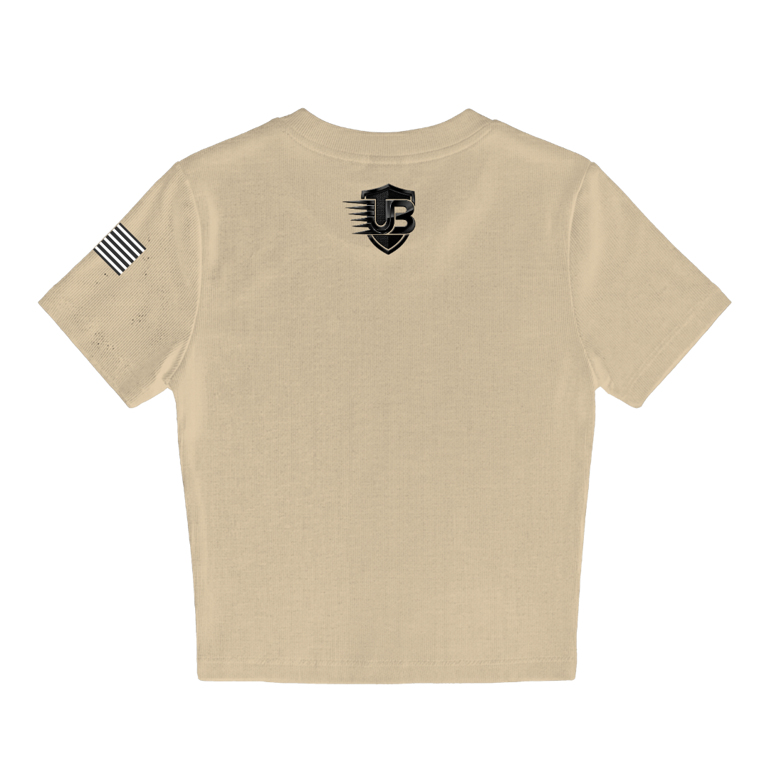 Ultimate Body Blueprint Women’s Black Logo Baby Doll Tee – Creamy Mustard