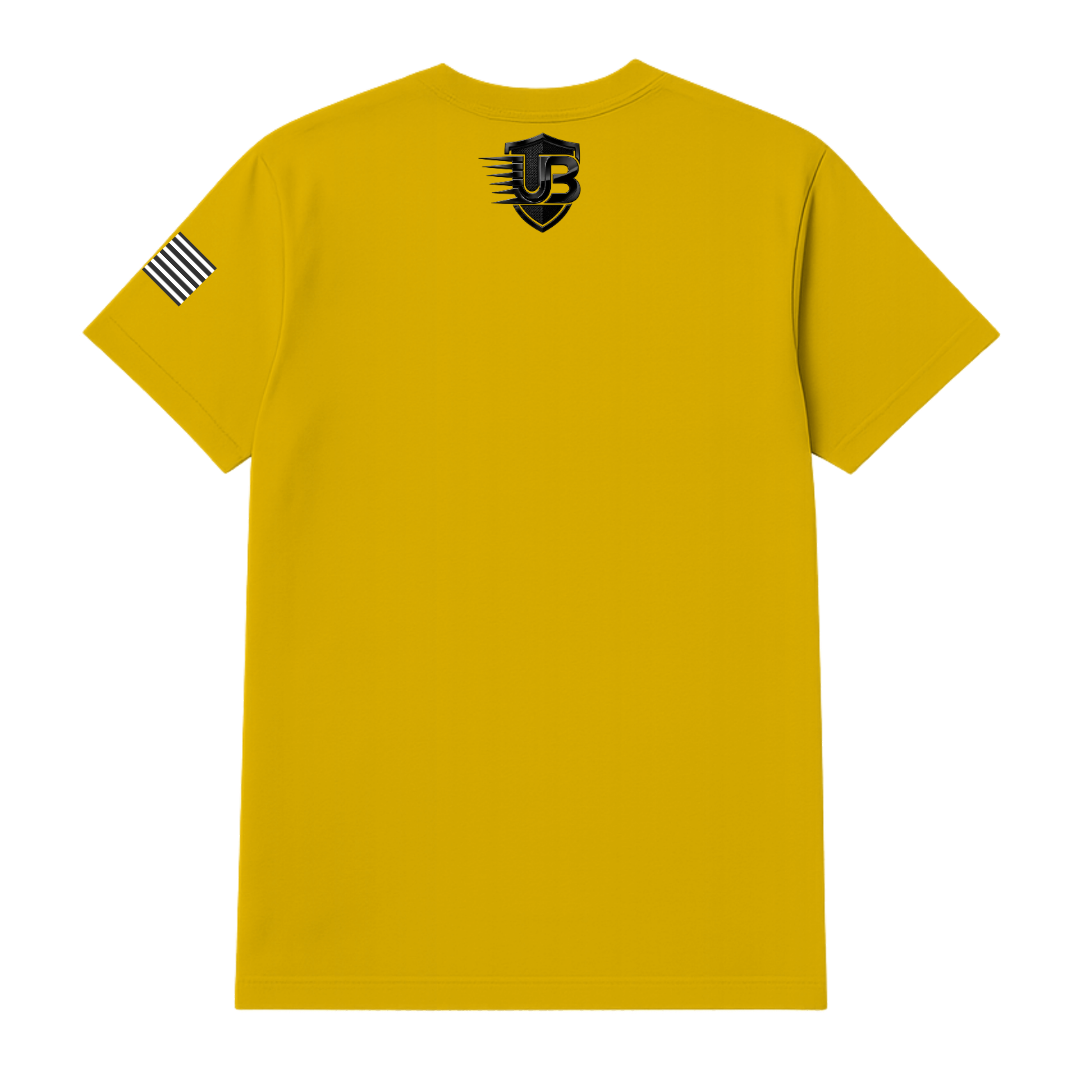 Ultimate Body Blueprint Black Logo Round Neck Tee – Yellow