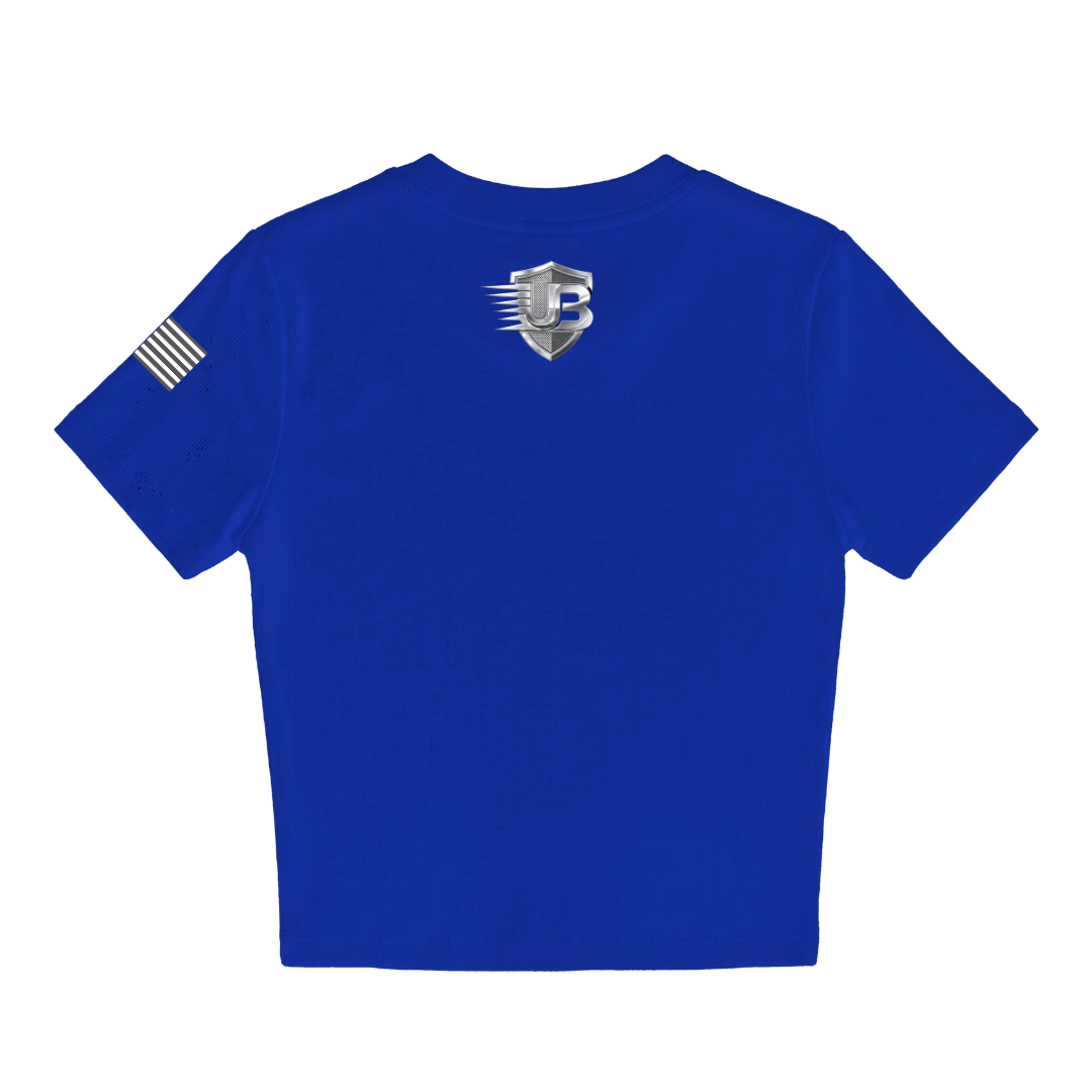 Ultimate Body Blueprint Women’s Silver Logo Baby Doll Tee – Navy Blue