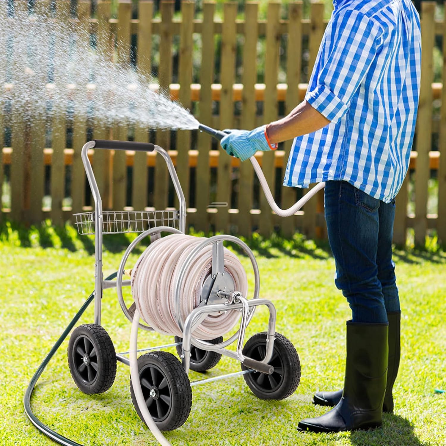 Heavy-Duty Garden Hose Reel Cart
