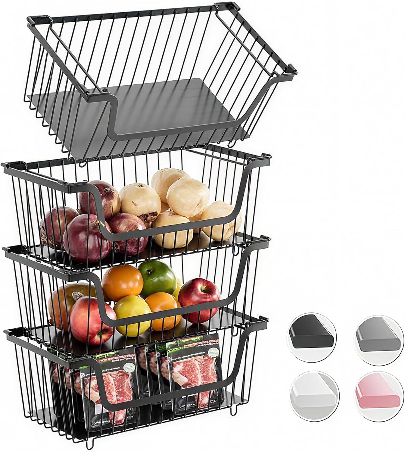 Stackable Wire Storage Baskets 4pcs