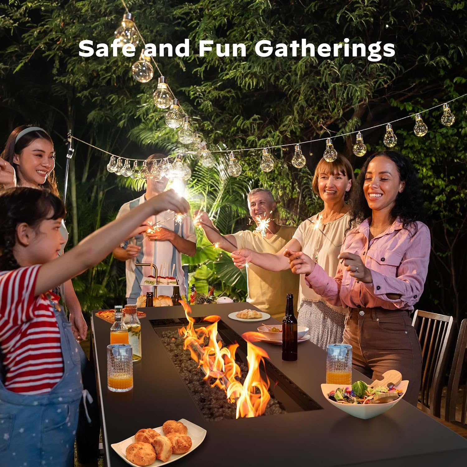 Rectangular Outdoor Gas Fire Pit Table
